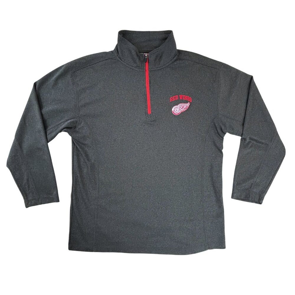 NHL Men's Detroit Red Wings Gray Logo Performance 1/3 Zip Pullover Size Medium